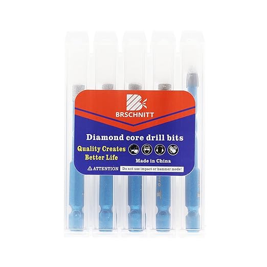 Diamond Drill Bit - BRSCHNITT 1/4 1/4 5/16 3/8 inch Masonry Drill Bits Set for Porcelain Tile Ceramic Stone Granite Marble,Hex Shank Diamond Hole Saw Drill Bit(5pcs/Pack).