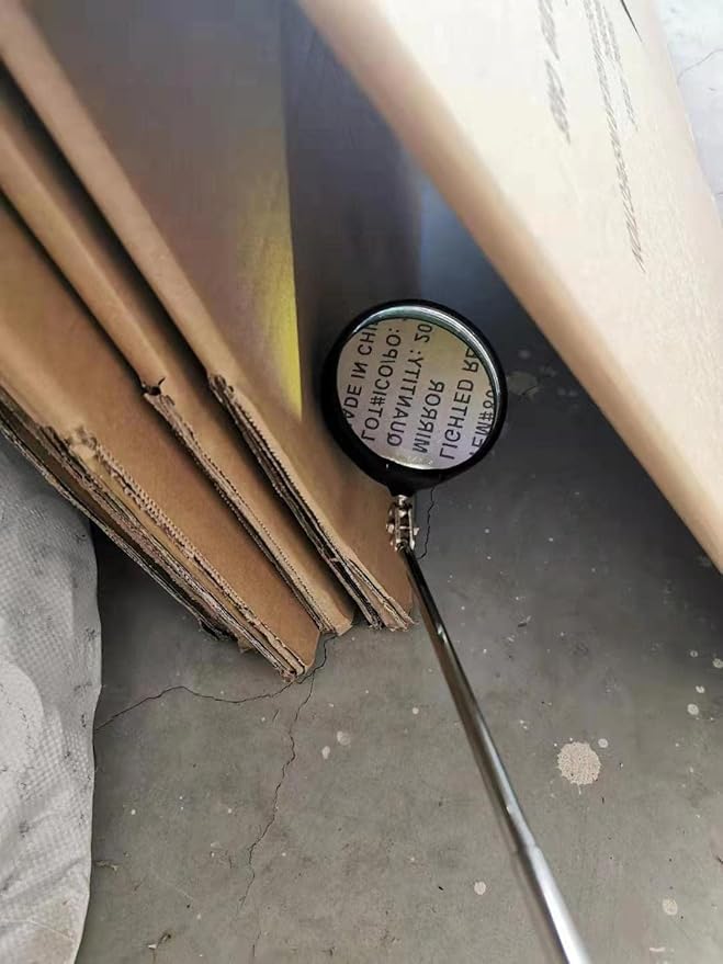 Telescoping Inspection mirror with Lighted,extendable Round Mirror on a stick for Checking Vehicle, Observing and Small Parts Extended Mechanic Tool for Automotive and Shower Use mirror