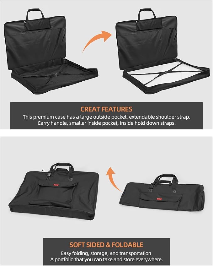Nicpro Art Portfolio Bag 23 x 31 Inches, Waterproof Nylon Artist Carrying Bag - Image 3