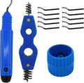 Deburring Tool with 11 High-Speed Steel Blades Storage Handle Design with 2 Pieces Copper Pipe Cleaner and Reamer Set, Burr Remover Hand Tool for Wood, Aluminum, Copper and Plastic