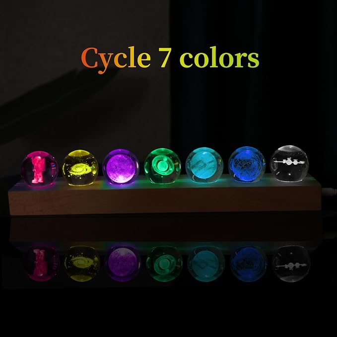 7 Pcs Planet 3D Solar System Crystal Ball Model Gift Space Astronomy Gift - Image 3