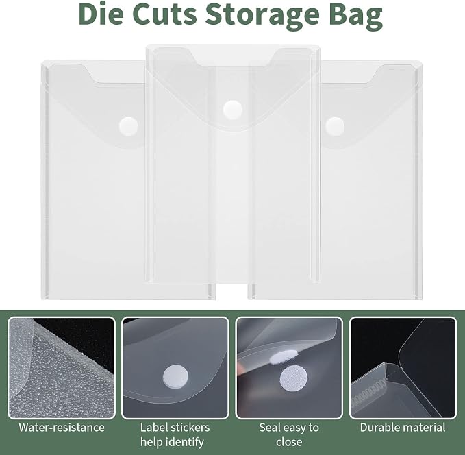 24 Pack Large Clear Die & Stamp Storage Bag Transparent Plastic Folders - Image 3
