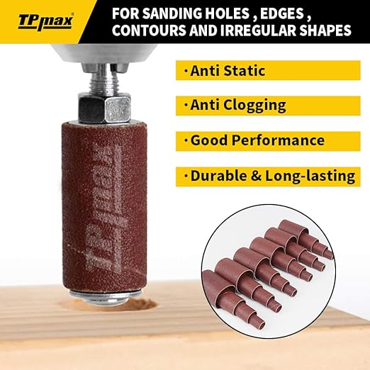 24-Pack Spindle Sanding Sleeves - 120 Grit - 2-Inch Length - Assorted Diameters of 1/2 in, 3/4 in, 1 in, and 1-1/2 inches