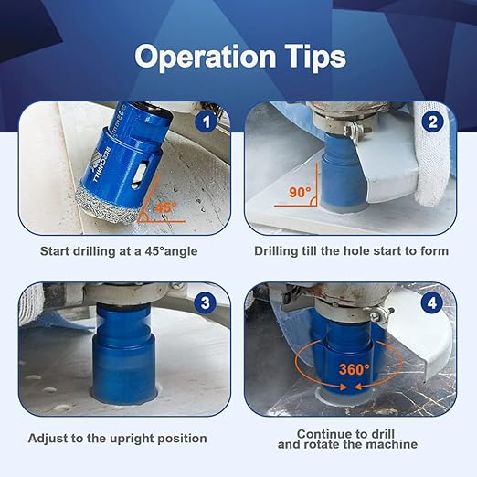 55mm Diamond Core Drill Bit for Porcelain Tile Ceramic Marble Granite Drilling,BRSCHNITT 1pc Vacuum Brazed Diamond Hole Saw with 5/8-11 Thread (55mm)