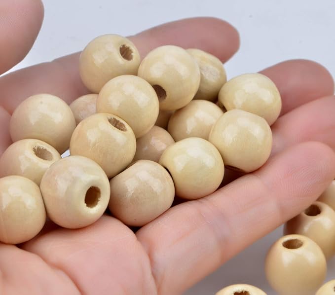 AD Beads Wood Spacer Loose Wooden Craft Beads Big Hole Beads Assorted - Image 3