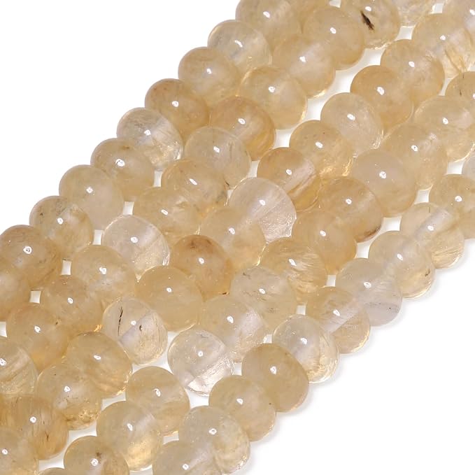 Songxi 5x8mm Natural Gold Rutilated Quartz Stone Rondelle Beads, Gemstone - Image 3