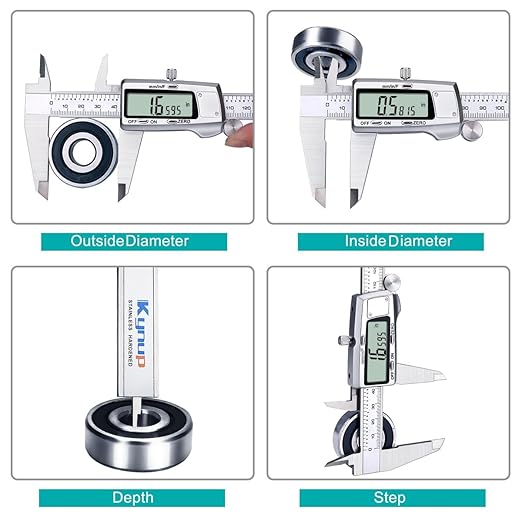 Kynup Digital Caliper 8 inch, Measuring Tool, Caliper Sets, Stainless Steel, Full Turn Off,Switch from Inch Metric Fraction, Micrometer Digital for Household, DIY(200MM)