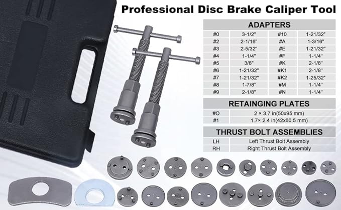 22PCS Disc Brake Caliper Wind Back Tool Kit, Car Brake Piston Compressor and Wind Back Tool Set for Brake Pad Replacement