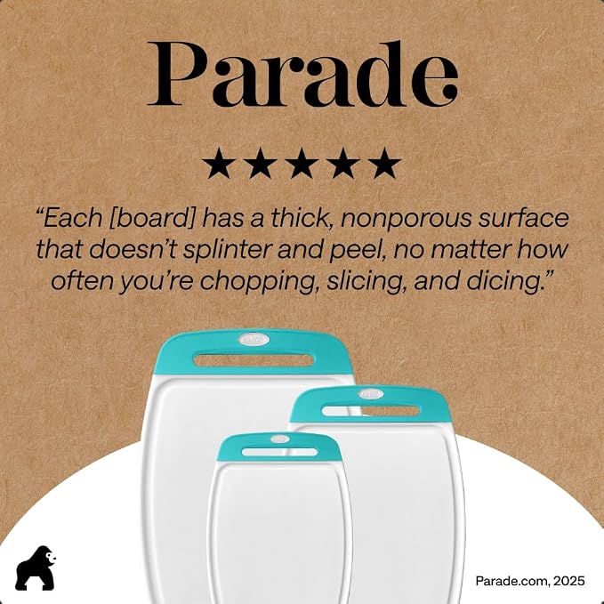 GORILLA GRIP BPA-Free Reversible Kitchen Cutting Board Set of 3, US Designed - Image 9