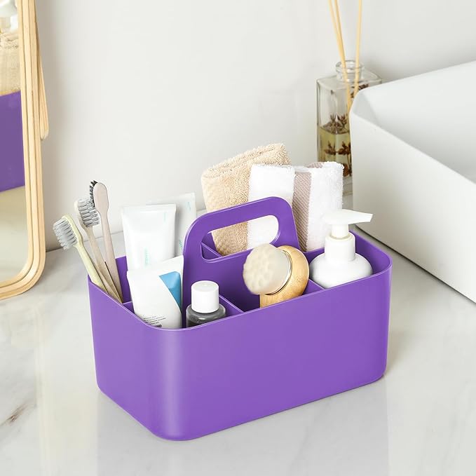 Multiuse Caddy Organizer with Handle, Portable Divided Plastic Tote Bin - Image 3