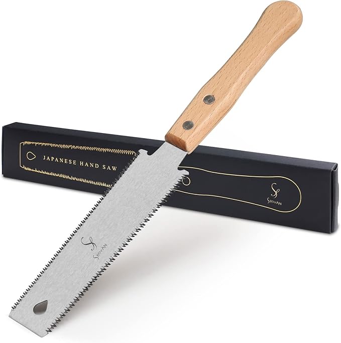 Japanese Hand Saw Woodworking Tools, SS SHOVAN Double Edged 11/17 TPI Flush Cut Saw, Wooden Handle Pull Saw Small Handsaw for Fine Cutting Wood