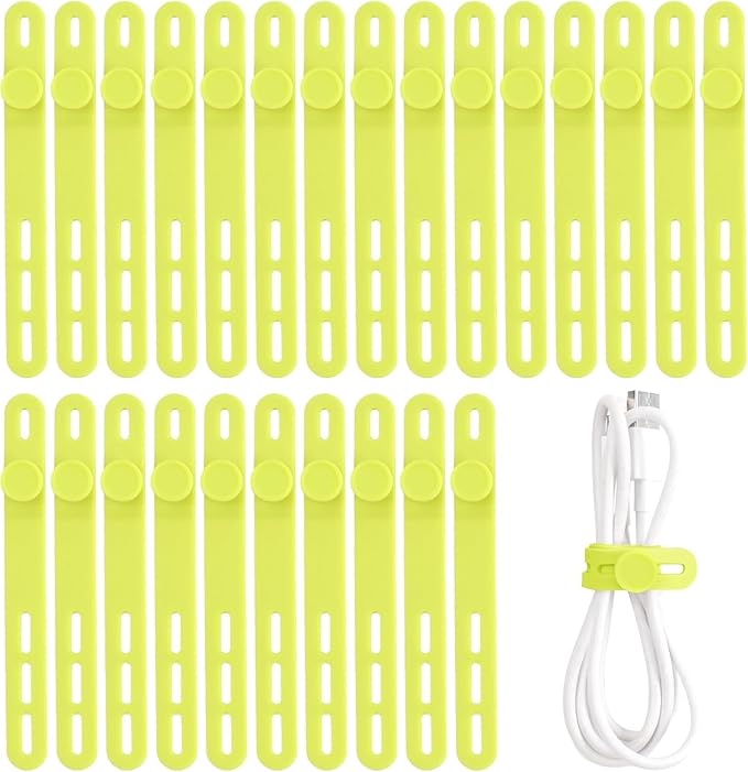 Oligei 25 Pcs Silicone Cable Ties, Cable Ties Reusable, High Elasticity Cord by Oligei