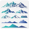 Mountain Stencil for Painting, 11.8"x11.8" Reusable Plastic Continuous by Doodlream