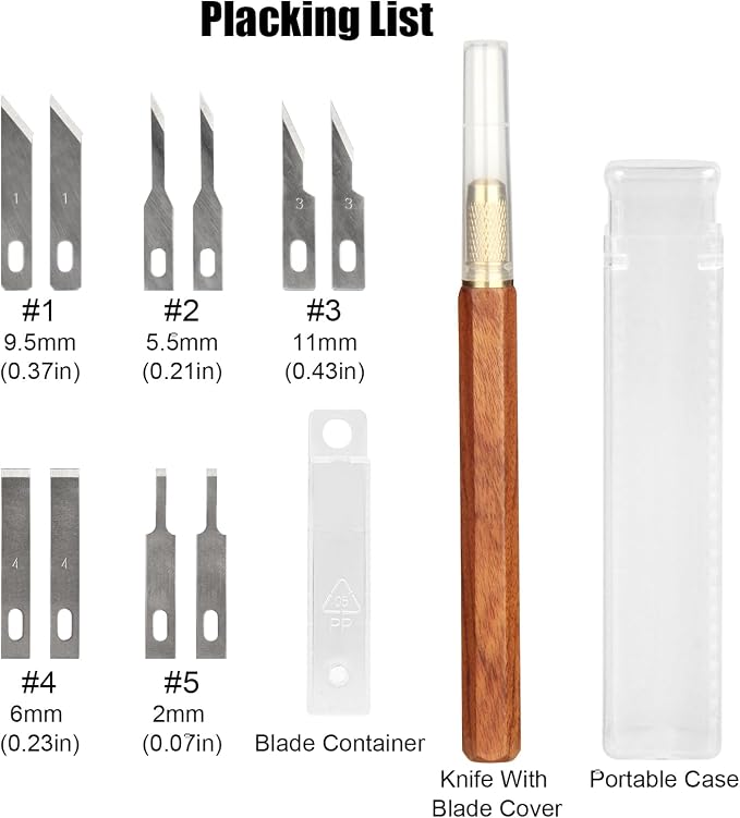 TOOLCOOL Precision Craft Knife Exacto Knife Hobby Knife Set Wooden Handle - Image 2