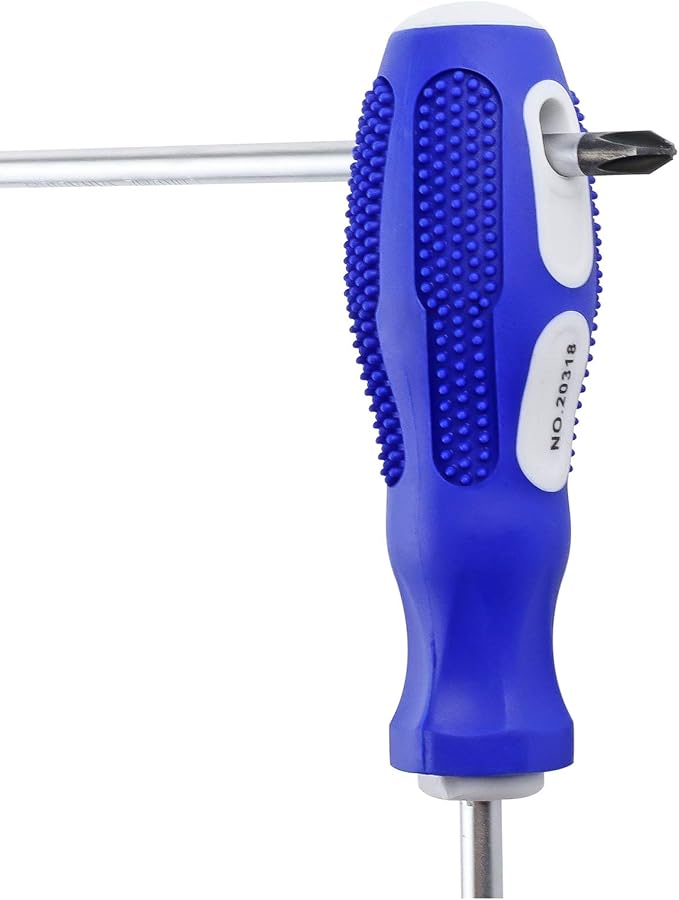Slotted and Phillips Screwdriver PH2 6" long Cross-head & Flat Blade, 2 Packs Magnetic Screwdriver with Rubber Handle, With Magnetizer/Demagnetizer Tool