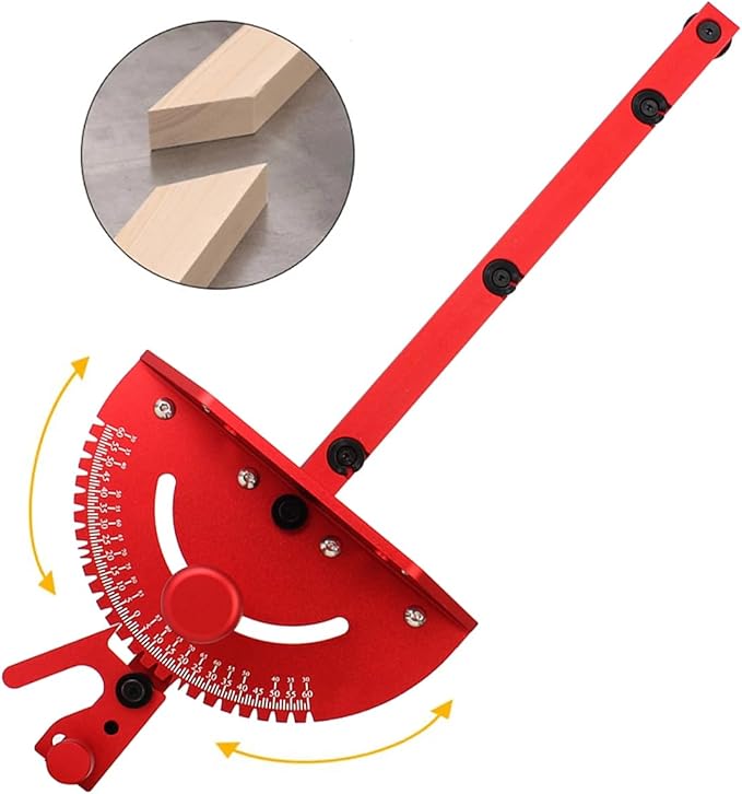 Table Saw Miter Gauge, Works w/Table Saws, Router Table, Band Saw (Red)