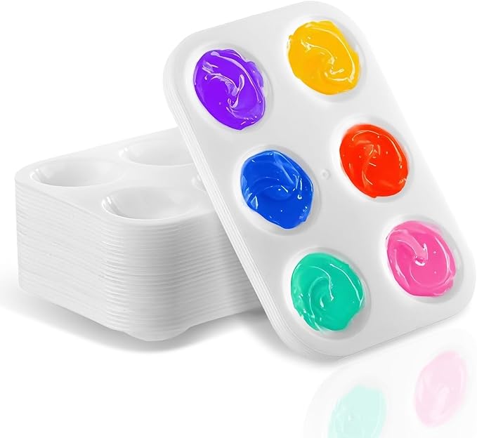 32 PCS Paint Tray Palette, 6 Well Rectangular Paint Watercolor Palette by Unknown