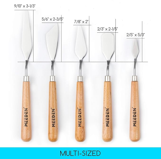 MEEDEN 5Pcs Palette Knife Set: Stainless Steel Painting Knives - Image 2