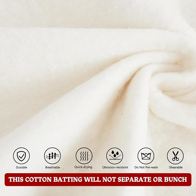 RRKTP Cotton Batting for Quilting，200 g/m² Lightweight Quilt Batting Queen - Image 4