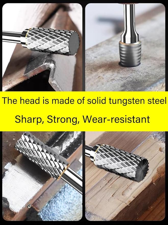 Carbide Burr Set 1/4" Shank SA-5 Die Grinder Bits Tungsten Double Cut Burr Bits (1/2" Cutter Dia X 1" Cutter Length) for Die Grinder Kits Metal Grinding Drilling Polishing (1pcs)