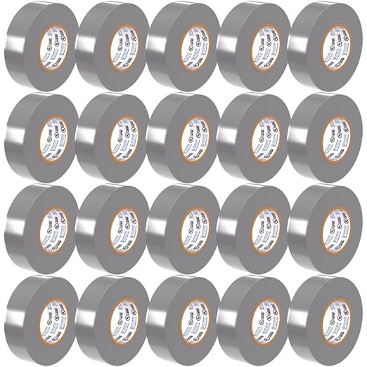 OHLECTRIC Professional Grade Vinyl Electrical Tape (20 Pack) Grey - 7 Mil Thick Flame-Retardant, Heat & Weather Resistant 3/4 Inch x 60 Feet | Ideal for Contractors & Electricians