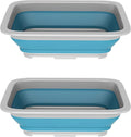 Set of 2 Multipurpose Wash Bins – 10-Liter Basins for Camping, Parties, or Cleaning – Collapsible Bucket Set by Wakeman (Blue)
