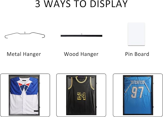 IHEIPYE Jersey Frame Display Case Black Lock, Large Shadow Box Lockable - Image 3