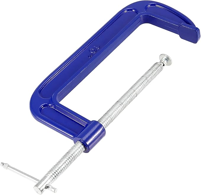 2 Pack C-Clamp, Malleable Iron C-Clamps, Heavy Duty C-Clamp T-Bar Handle for Woodworking, Metalworking, 8.6 Inch Max Jaw Opening, 3.7 Inches Throat Depth