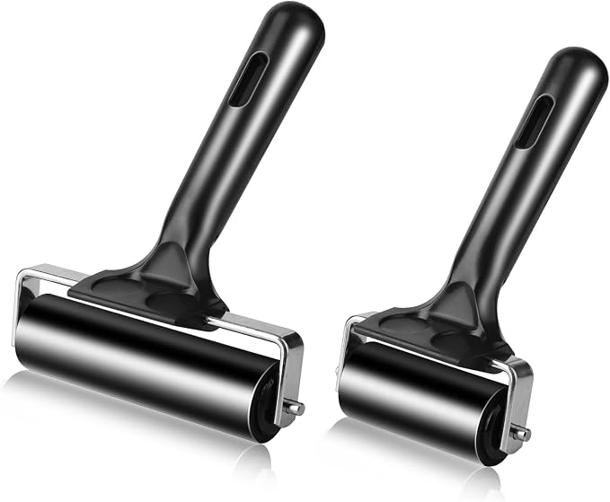 2Pcs Rubber Roller Brayer Rollers Hard Rubber 4 and 2.2 Inch by HRLORKC