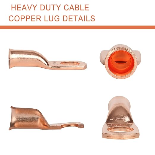 10pcs 8 AWG-5/16”(M8) Ring Terminals 8 Gauge Copper Wire Lugs Battery Cable Ends Heavy Duty Battery Cable Terminal Connectors