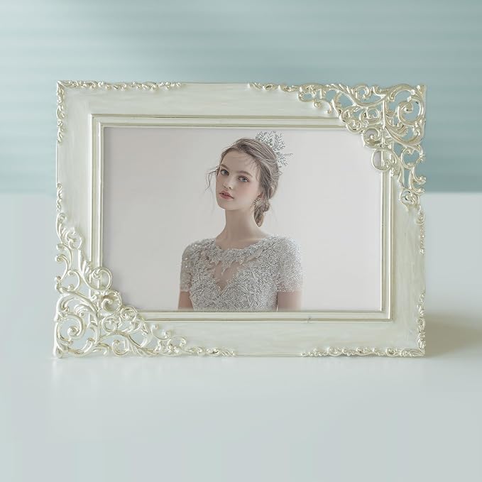 DIKAR Silver 4x6 Picture Frame, Hollow-Carved Design Retro Metal Frame - Image 5