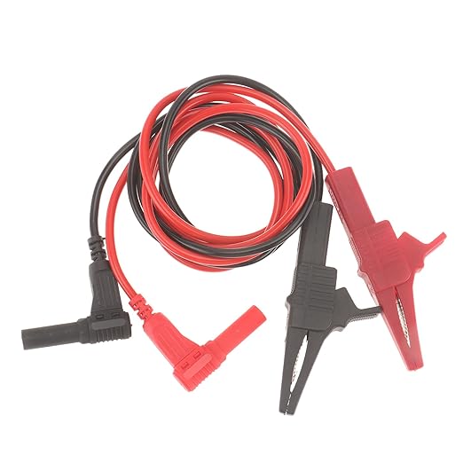 2PCS Heavy Duty Alligator Clips Test Leads, 18AWG Multimeter Alligator Clips Test Leads to Right Angle 4mm Banana Plug for Multimeter & Voltmeter, 3Ft 600V/1000V, Double Insulated ﻿ ﻿