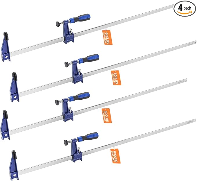 VEVOR Bar Clamps for Woodworking, 4-Pack 36 inch Opening, Lockable F-Clamp with 600 lbs Load Limit, 2-1/2 inch Depth, Cast Iron and Carbon Steel, Easy to Use, Wood Clamps for Woodworking Metal Working