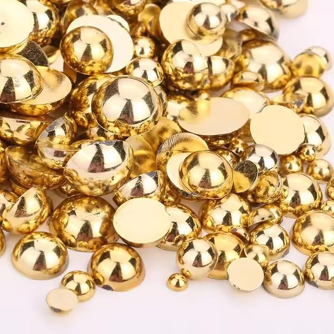 1000PCS Mixed Sizes 3/4/5/6/8/10mm Flatback Half Round Pearls Gems by Unknown