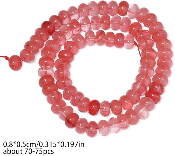 Songxi 5x8mm Natural Watermelon Red Stone Rondelle Beads, Gemstone - Image 2