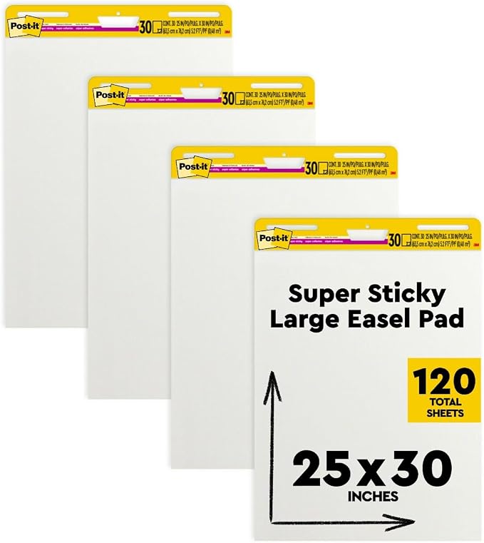 Post-it Super Sticky Easel Pad, 25 in x 30 in, 30 Sheets/Pad, 4 Pads/Pack by Unknown