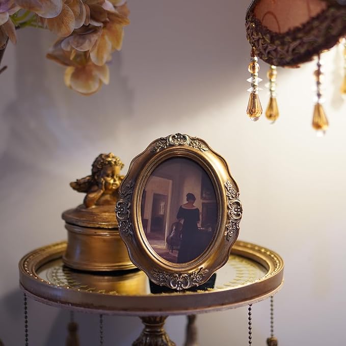 SIKOO Vintage Picture Frames 2.5x3.5 Small Antique Oval Picture Frame Tabletop - Image 3
