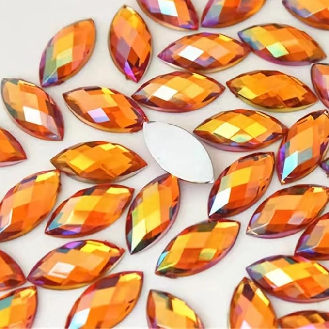 100 Pcs 15x7mm AB Colorful Jewels Gems Rhinestones by UYTRDVG