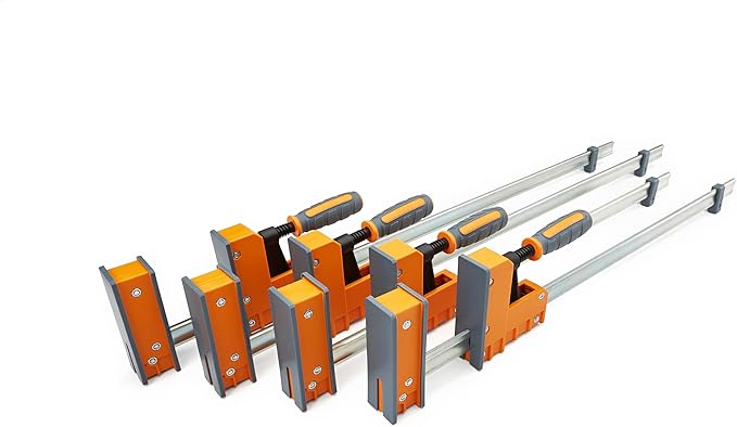 Bora 4 Piece Parallel Clamps for Woodworking Clamps 4 Pack 2 x 18 inch plus 2 x 24 inch Parallel Clamp Spreader Set Bar Clamp 1100 Lbs clamping force Bar Clamp Set 571450I
