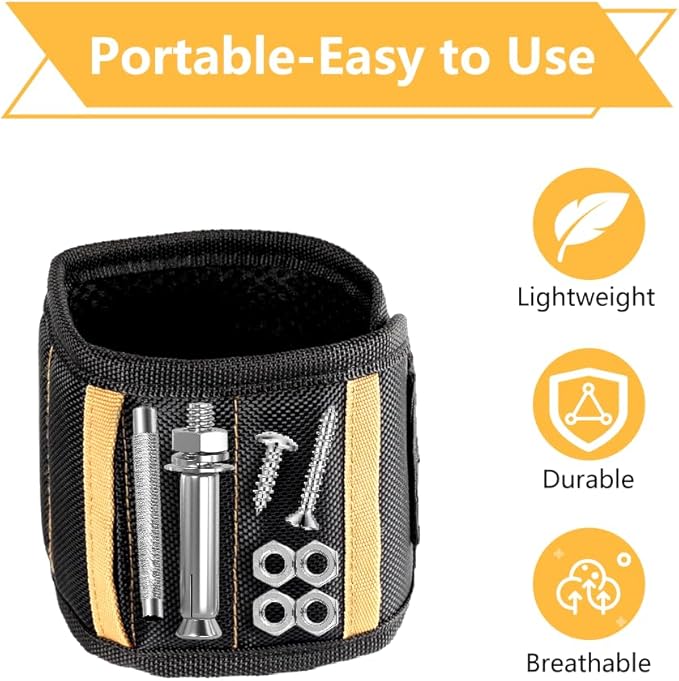 Magnetic Wristband for Holding Screws, Nails & Tools, Strong Magnets, Red