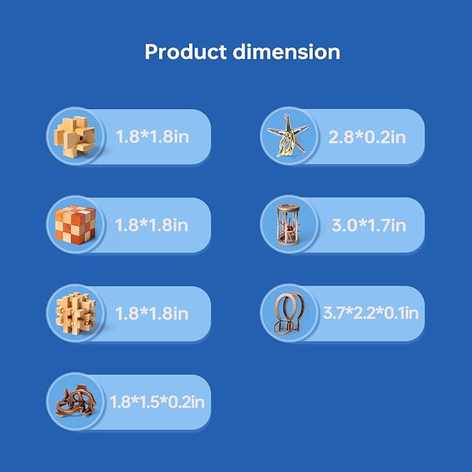 CUDNY 7 Pieces Cool Mind Puzzles Unlock Interlock Brain Teaser Games - Image 3