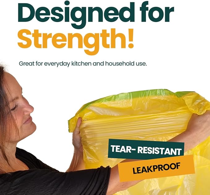 13 Gallon Trash Bags with Drawstrings, 40 Bags Made from 50% Recycled Plastic, Code K Leakproof and Tear-Resistant, Tall Kitchen Garbage Bags for Home and Office
