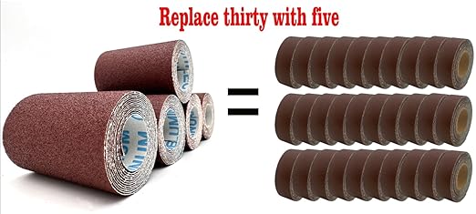 5 Grits Emery Cloth Roll，60 to 240 Grit Sandpaper roll Ready-to-wrap Ready-to-Cut 4 inch by 32.8 feet Long Abrasive Sand Paper Rolls 60.80.120.180 and 240grid