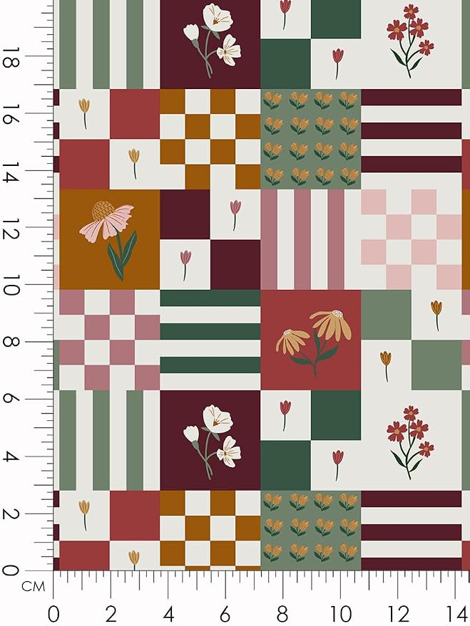 Pink & Green Floral Cotton Fabric Bundle, 5 Coordinating Fabric Panels - Image 6