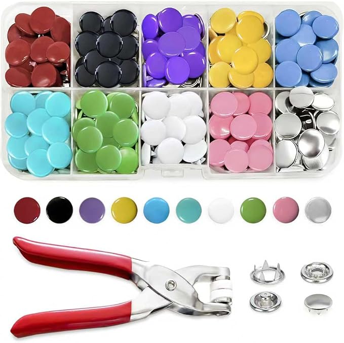300 Sets Metal Snap Buttons Kit, 9.5mm Sewing Snaps in 10 Colors by Unknown