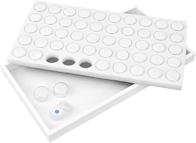 Ikee Design 50 White Foam Gem and Bead Storage Jars Showcase Stackable Display - Image 5