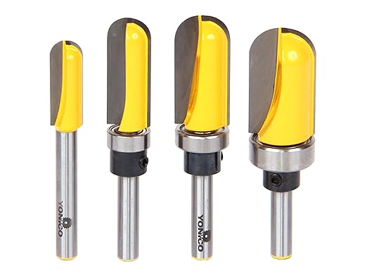 YONICO Router Bits Set Round Nose Core Box 4 Bit 1/4-Inch Shank 14460q
