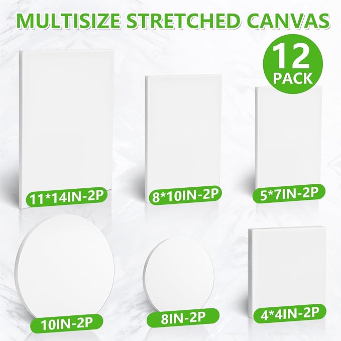 12 Pack Stretched Canvases for Painting, Round Canvas - Image 2