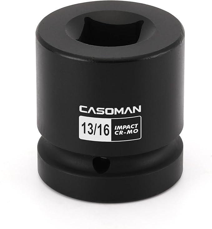 CASOMAN 1-Inch Drive Impact Socket Set-13/16", 4-Point Square Socket, CR-MO