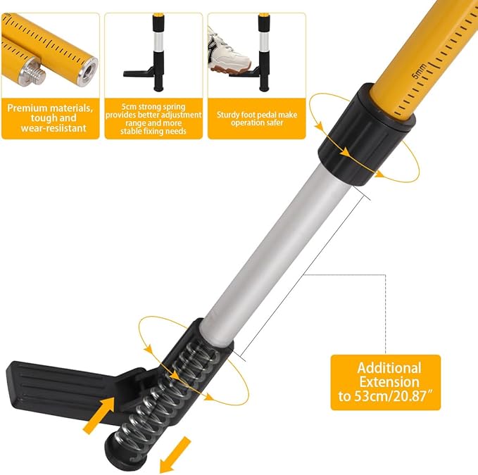15.8Ft/4.8M Professional Telescoping Laser Level Pole with Tripod & Laser Mount - 1/4"-20 & 5/8"-11 Adapters, Adjustable Laser Pole Mount for Rotary/Line Lasers